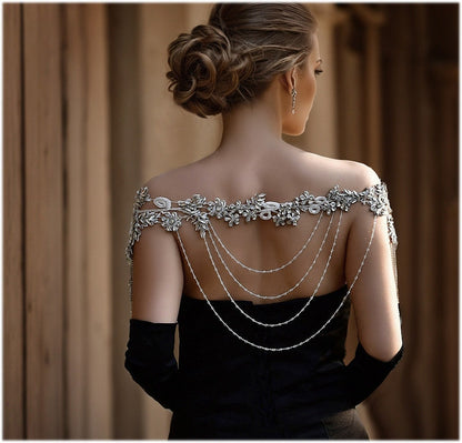 Bridal Shoulder Necklace - Elegant Wedding Body Jewelry with Crystals