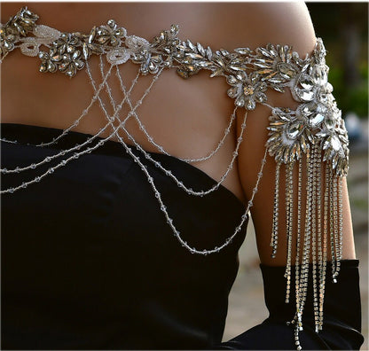 Bridal Shoulder Necklace - Elegant Wedding Body Jewelry with Crystals