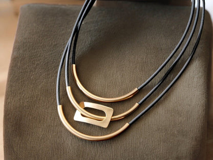 Layered Chunky Necklace - Silver  Gold Boho Jewelry Modern Minimalist Fashion Gift