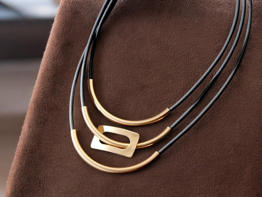 Layered Chunky Necklace - Silver  Gold Boho Jewelry Modern Minimalist Fashion Gift