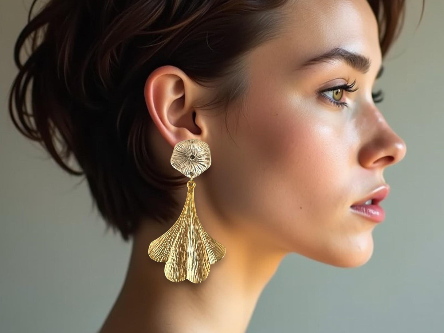 Chunky Two-Tone Gold-Plated Dangle Earrings - Unique Handmade Statement Jewelry