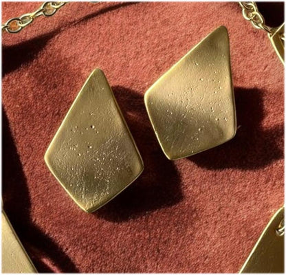 Gold Plated Geometric Jewelry Set - Chunky Necklace  Earring Gift for Her