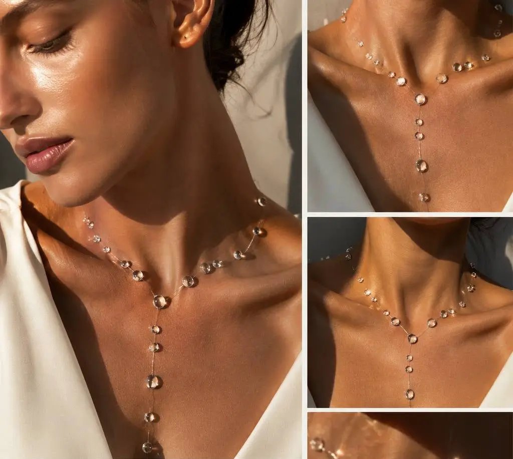 Limited Dewdrop Epoxy Resin Necklace Water Drop Design by Adornity
