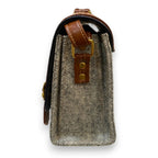 Vegan Leather Satchel – Handmade Navy Tan Two Tone Crossbody with Gold Buckles by navichi