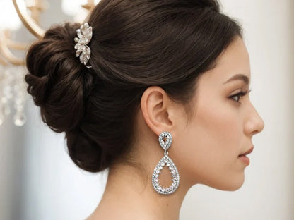 Chic Crystal Bridal Hoop Waterdrop Earrings