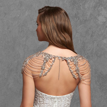 Bridal Shoulder Necklace Jewelry, Bridal Shawl Rhinestone Crystal Tassel Wedding Jacket Bolero