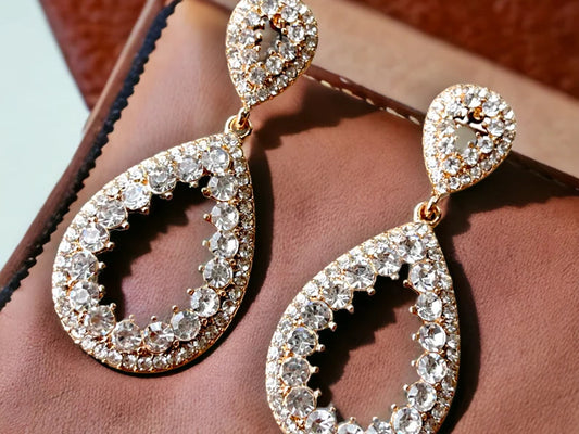 Chic Crystal Bridal Hoop Waterdrop Earrings