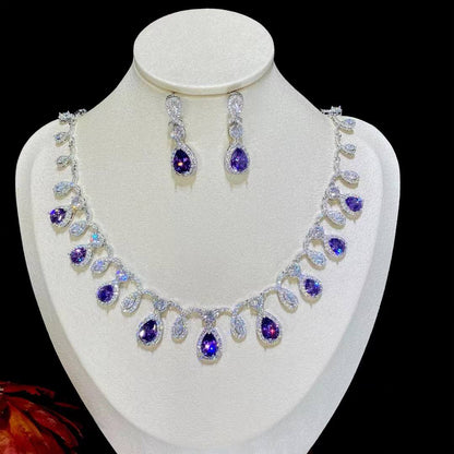 Exquisite Water Drop Zirconia Wedding Jewelry Set