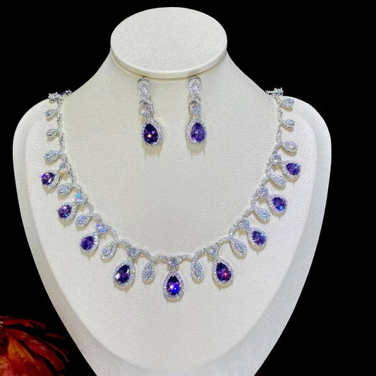 Exquisite Water Drop Zirconia Wedding Jewelry Set