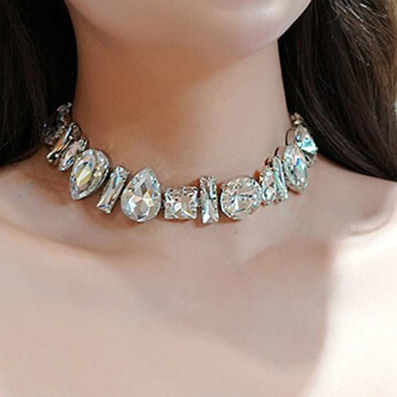 Crystal Geometric Choker Necklace